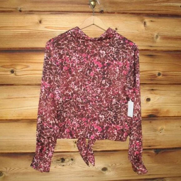 NWT Wilfred Aritzia Tie Front Print Blouse Top - Picture 6 of 7